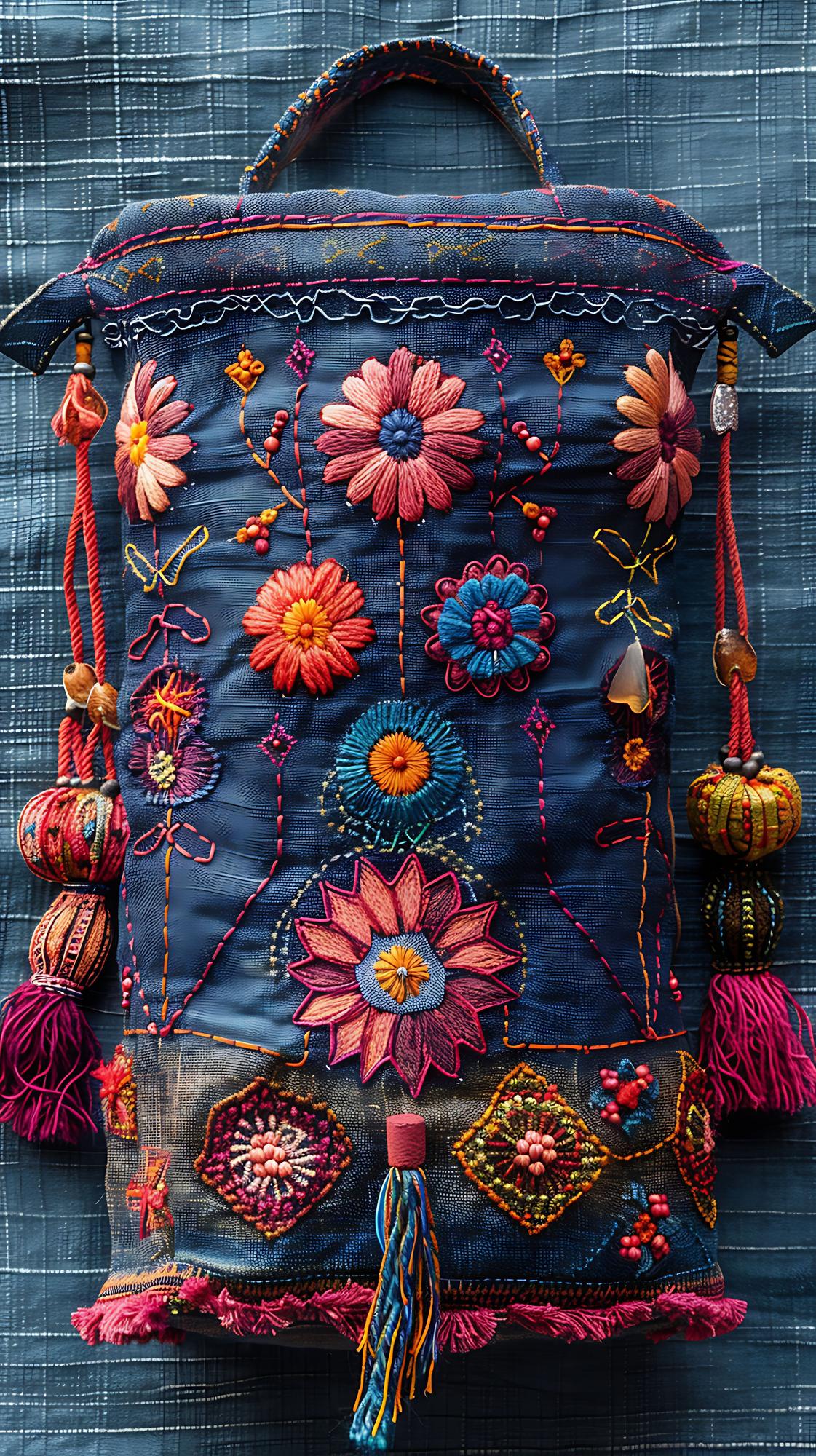 Pochette ricamata con motivo floreale